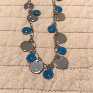 Lia Sophia silver and teal necklace.